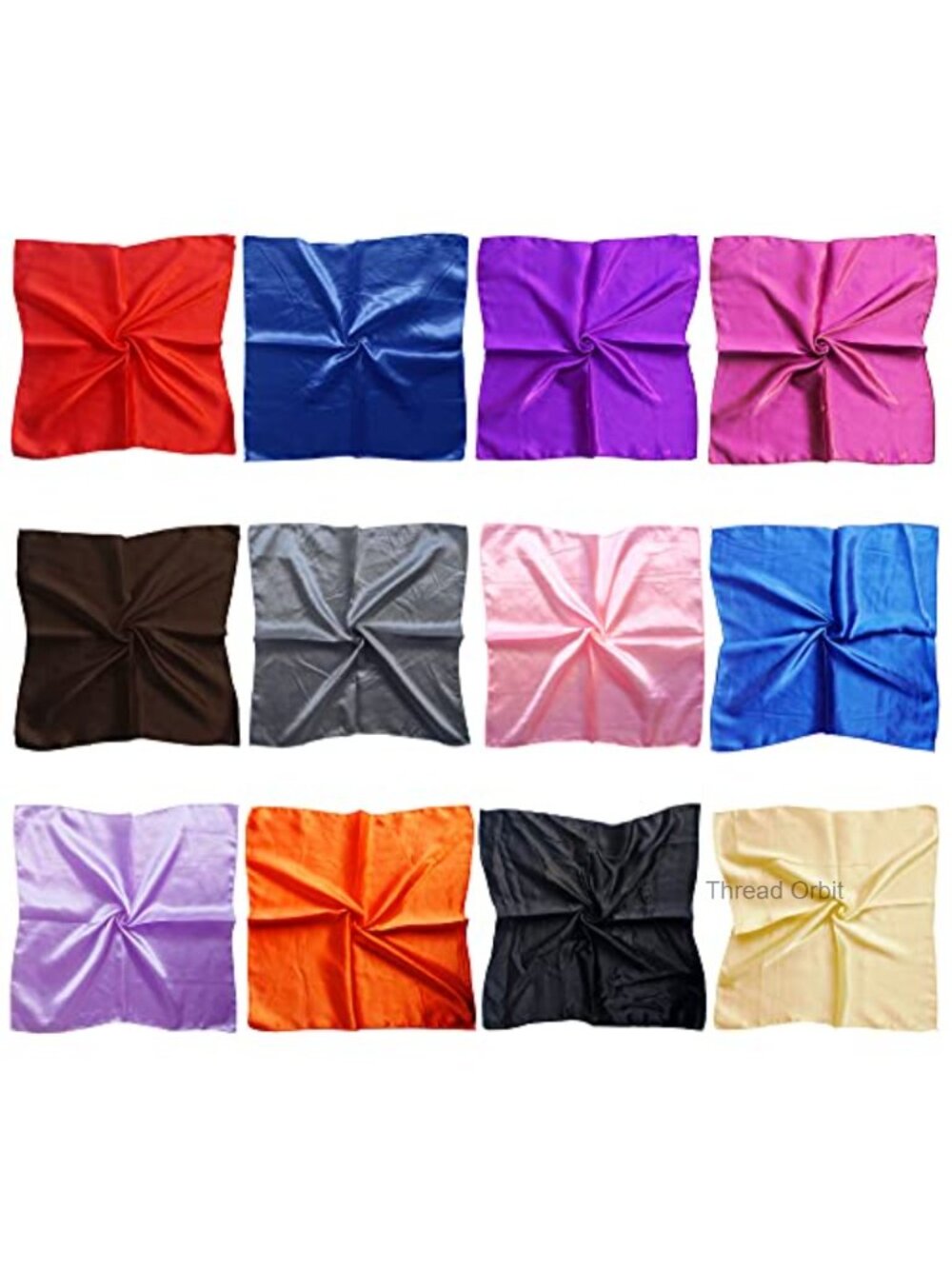 12 Set Small Square Satin Neck Head Scarves Polyester Bundle